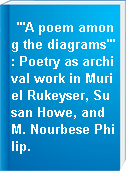 "'A poem among the diagrams'": Poetry as archival work in Muriel Rukeyser, Susan Howe, and M. Nourbese Philip.
