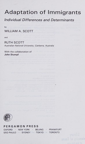 Adaptation of immigrants  : individual differences and determinants